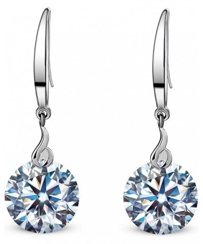 14k White Gold Plated 925 Sterling Silver Naked Drill Swarovski Element Crystal Dangle Earrings for Women 10mm Clear $9.90 Ea...