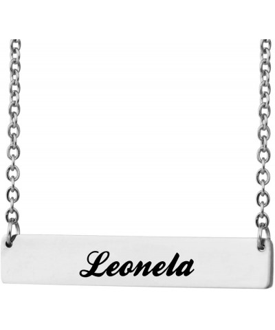 Long Bar Necklace Personalized Nameplate Monogram Initial Necklace for Women Leonela Silver - Custom $10.07 Necklaces