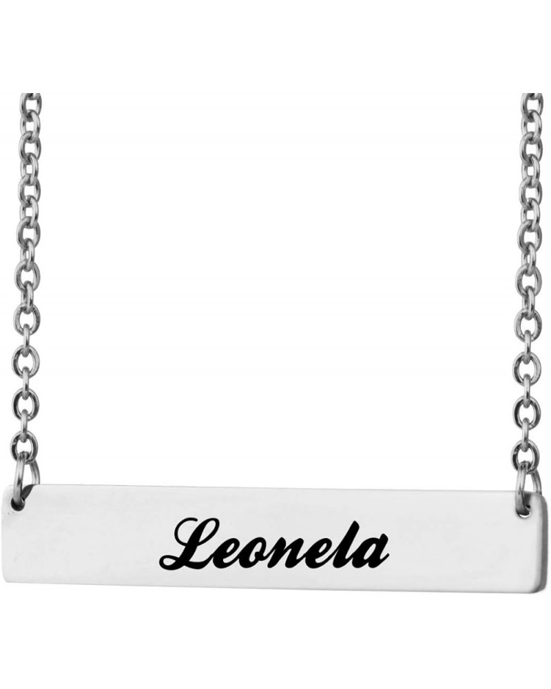 Long Bar Necklace Personalized Nameplate Monogram Initial Necklace for Women Leonela Silver - Custom $10.07 Necklaces