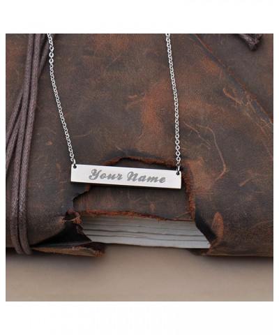 Long Bar Necklace Personalized Nameplate Monogram Initial Necklace for Women Leonela Silver - Custom $10.07 Necklaces