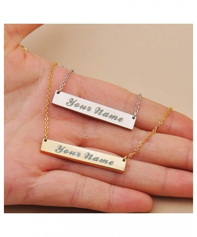 Long Bar Necklace Personalized Nameplate Monogram Initial Necklace for Women Leonela Silver - Custom $10.07 Necklaces