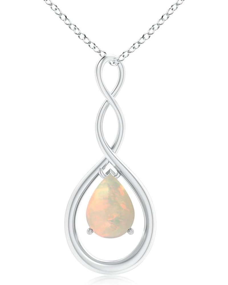 Natural Opal Solitaire Infinity Pendant Necklace for Women, Girls in 14K Solid Gold/Platinum/Sterling Silver | October Births...