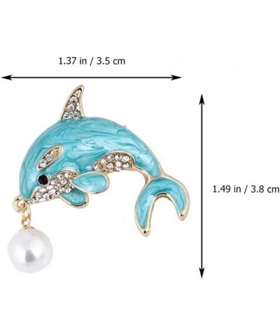 Dolphin Brooch Men Women Pearl Breastpin Animal brooches pin Rhinestones Clothing Accessories Birthday Corsage Jewelry (Blue)...