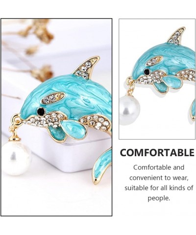 Dolphin Brooch Men Women Pearl Breastpin Animal brooches pin Rhinestones Clothing Accessories Birthday Corsage Jewelry (Blue)...