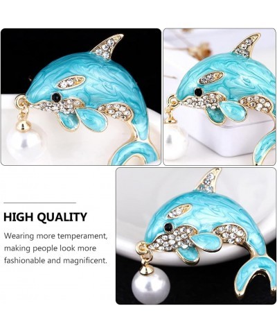 Dolphin Brooch Men Women Pearl Breastpin Animal brooches pin Rhinestones Clothing Accessories Birthday Corsage Jewelry (Blue)...