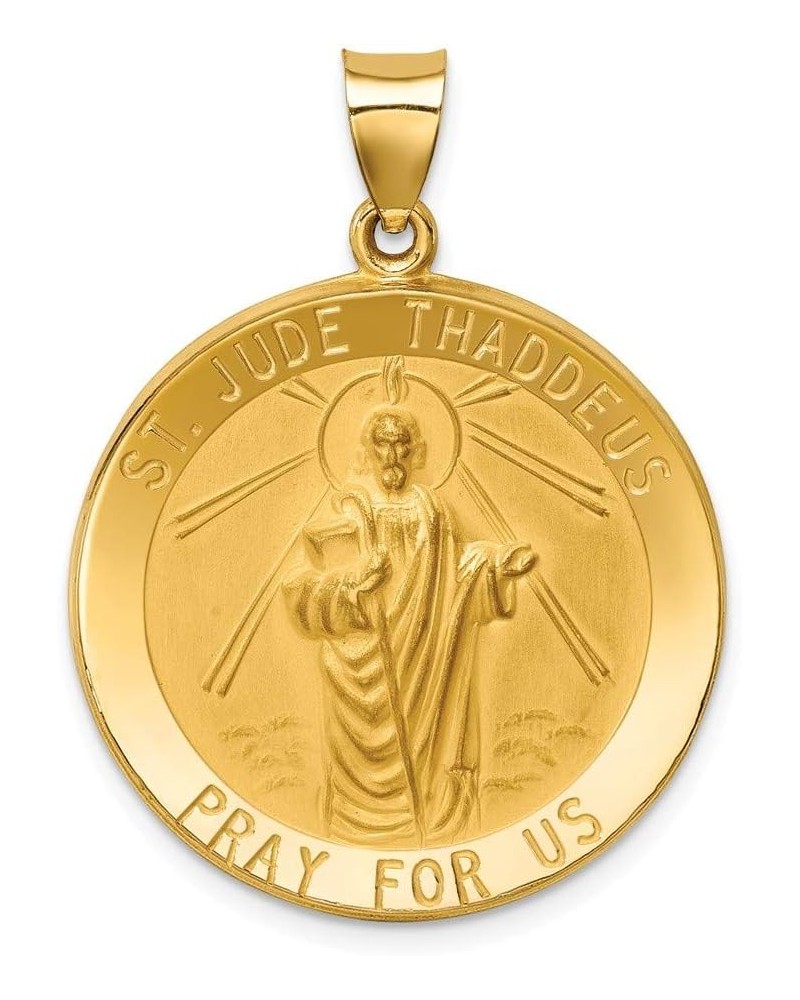 Solid 14K Yellow Gold Polished And Satin St. Jude Thaddeus Medal Pendant (0.98 x 1.1 Inches) $145.28 Pendants