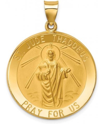 Solid 14K Yellow Gold Polished And Satin St. Jude Thaddeus Medal Pendant (0.98 x 1.1 Inches) $145.28 Pendants