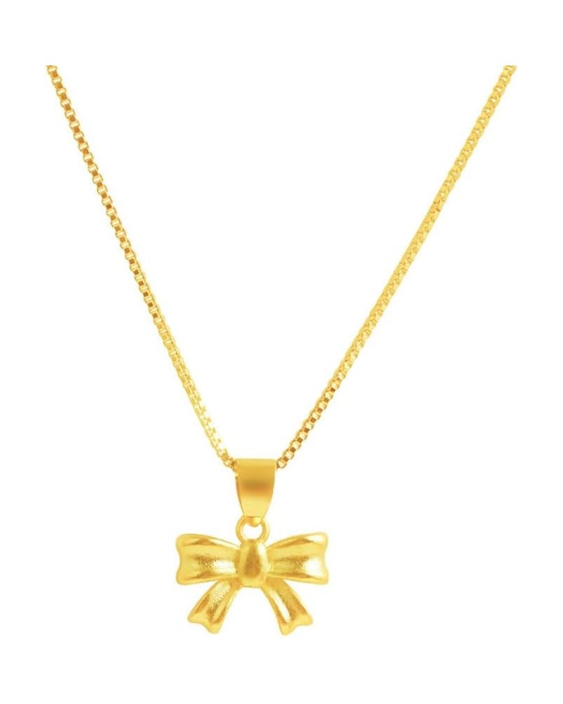 Bow Necklace for Women Gold Silver Bow Necklace Fashion Bow Pendant Necklace Bow Necklace Jewelry Gift for Women Girls goldA ...