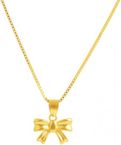 Bow Necklace for Women Gold Silver Bow Necklace Fashion Bow Pendant Necklace Bow Necklace Jewelry Gift for Women Girls goldA ...