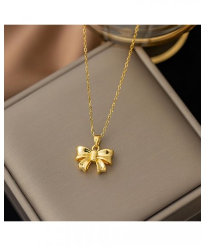 Bow Necklace for Women Gold Silver Bow Necklace Fashion Bow Pendant Necklace Bow Necklace Jewelry Gift for Women Girls goldA ...