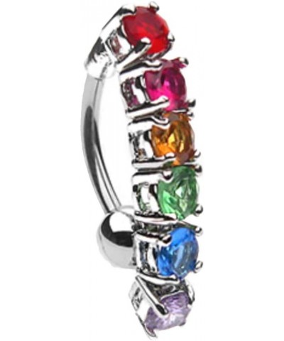 14g Rainbow CZ Top Drop 316L Surgical Steel Belly Button Navel Ring $11.79 Body Jewelry