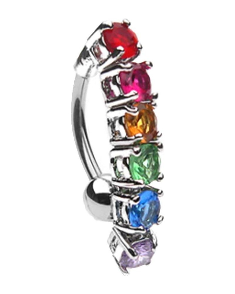 14g Rainbow CZ Top Drop 316L Surgical Steel Belly Button Navel Ring $11.79 Body Jewelry