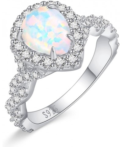 2carat Opal Engagement Rings 925 Sterling Silver Rings for Women White/14K Gold Plated Twisted Band Wedding Ring for Women An...