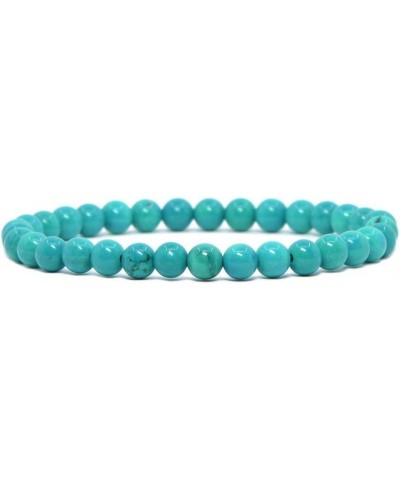 Gem Semi Precious Gemstone 6mm Round Beads Stretch Bracelet 6.5 Inch Unisex Dyed Turquoise Howlite $12.97 Bracelets