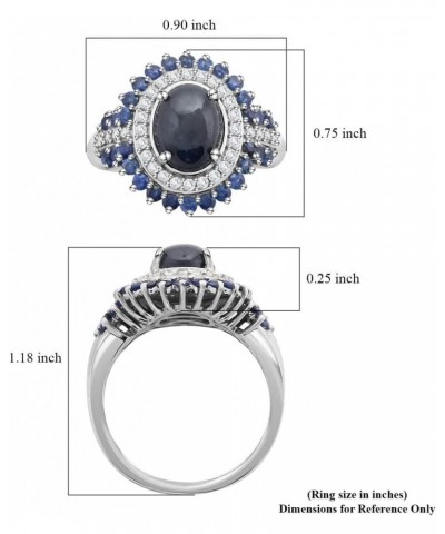 SHOP LC Blue Star Sapphire Multi Gemstone 925 Sterling Silver Platinum Plated Halo Ring for Women Jewelry Gifts for Women Siz...