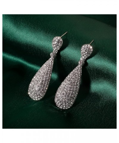 Costume Jewelry Women's Champagne Diamond Golden Dangle Drop Earrings Silver $8.83 Earrings