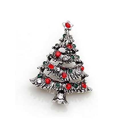 Polychromic Rhinestone Christmas Brooch Pin Christmas Tree Snowflake Bell Flower Garland Hexagram Shaped Brooches Set Multi-C...