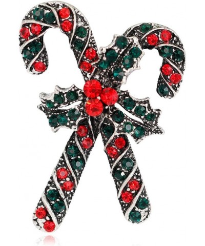 Polychromic Rhinestone Christmas Brooch Pin Christmas Tree Snowflake Bell Flower Garland Hexagram Shaped Brooches Set Multi-C...