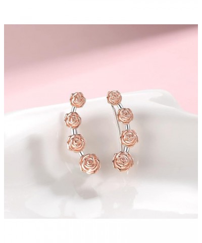 Flower Stud Earrings 925 Sterling Silver Rose Gold Plated Hypoallergenic Rose/Sunflower Earrings Jewelry Gifts for Women Mom ...