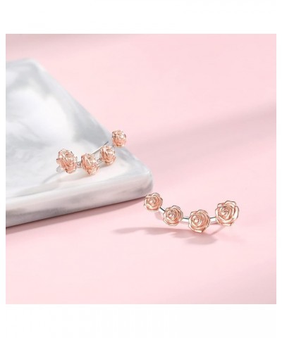 Flower Stud Earrings 925 Sterling Silver Rose Gold Plated Hypoallergenic Rose/Sunflower Earrings Jewelry Gifts for Women Mom ...