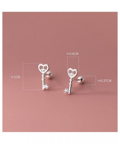 925 Sterling Silver Key Mini Helix Stud Earring for Women Teen Girls Cubic Zirconia Crystal Cartilage Tragus Screw Back Tiny ...