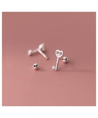 925 Sterling Silver Key Mini Helix Stud Earring for Women Teen Girls Cubic Zirconia Crystal Cartilage Tragus Screw Back Tiny ...