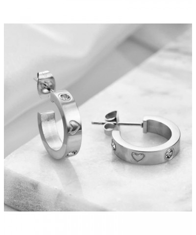 Love Friendship Earrings Gifts for Women Teen Girls Jewelry Gold and Silver Hoop Earrings Stainless Steel Dainty Stud with Cu...