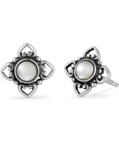 Jewelry Sterling Silver Flower Stud Earrings Mother Of Pearl $17.48 Earrings