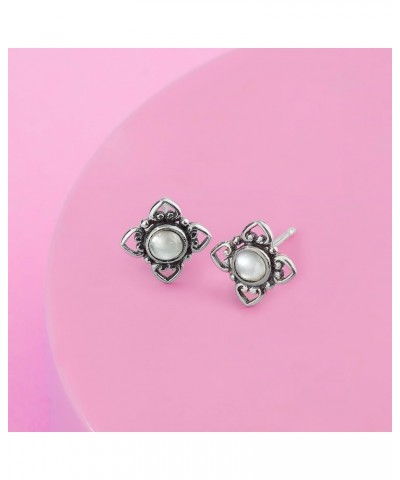 Jewelry Sterling Silver Flower Stud Earrings Mother Of Pearl $17.48 Earrings