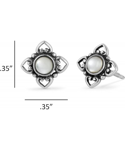 Jewelry Sterling Silver Flower Stud Earrings Mother Of Pearl $17.48 Earrings