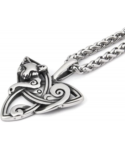 Celtic Knot Triquetra Cat Snake Necklace Pendant Charming Feminine Design For Women Protection Jewelry Triquetra Cat 28.0 Inc...