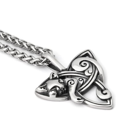 Celtic Knot Triquetra Cat Snake Necklace Pendant Charming Feminine Design For Women Protection Jewelry Triquetra Cat 28.0 Inc...