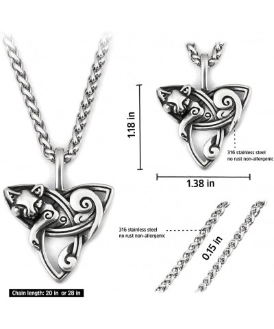 Celtic Knot Triquetra Cat Snake Necklace Pendant Charming Feminine Design For Women Protection Jewelry Triquetra Cat 28.0 Inc...