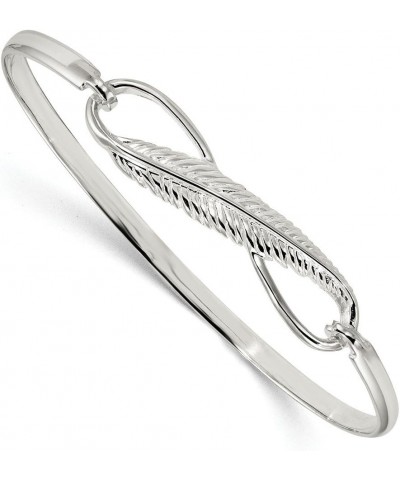 925 Sterling Silver Infinity Feather Bangle Bracelet Gift for Women $78.73 Bracelets