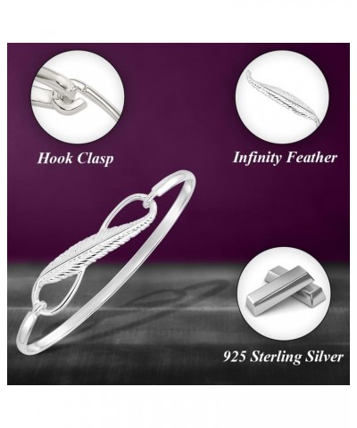 925 Sterling Silver Infinity Feather Bangle Bracelet Gift for Women $78.73 Bracelets