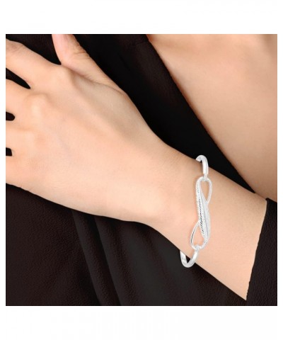 925 Sterling Silver Infinity Feather Bangle Bracelet Gift for Women $78.73 Bracelets