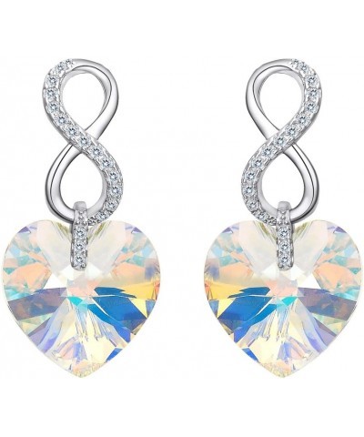 925 Sterling Silver CZ Figure 8 Infinity Love Heart Dangle Earrings For Women Iridescent Aurora Borealis $16.52 Earrings