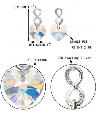 925 Sterling Silver CZ Figure 8 Infinity Love Heart Dangle Earrings For Women Iridescent Aurora Borealis $16.52 Earrings