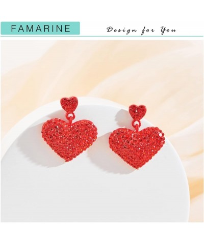 Gold Heart Earrings for Women Gold Love Dangle Drop Earrings for Mom Jewelry Gift Mothers Day Red Heart D $10.19 Earrings