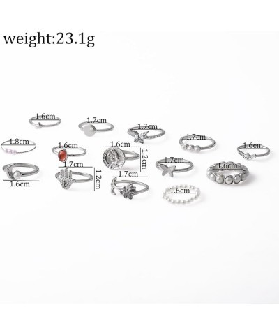 14Pcs Boho Knuckle Rings Set for Women Girls Knuckle Stackable Pearl Moon Butterfly Joint Finger Rings Set Vintage Knuckle St...