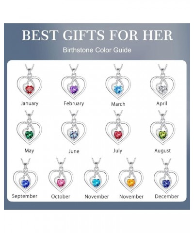 Infinity Love Heart Birthstone Necklace for Women Jewelry, S925 Sterling Silver Heart Pendant Birthstone Necklace Women Gifts...