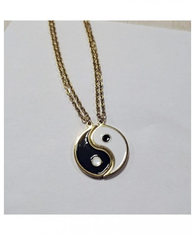 Gold Silver Yin Yang Pendant Necklace for Couples Hand polished Stainless Steel $8.99 Necklaces