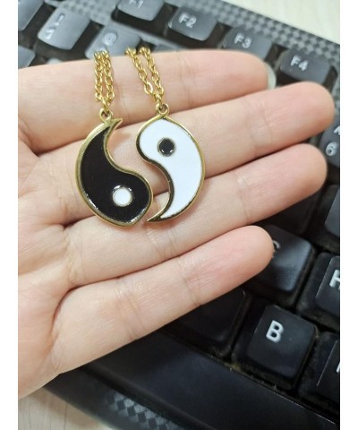 Gold Silver Yin Yang Pendant Necklace for Couples Hand polished Stainless Steel $8.99 Necklaces