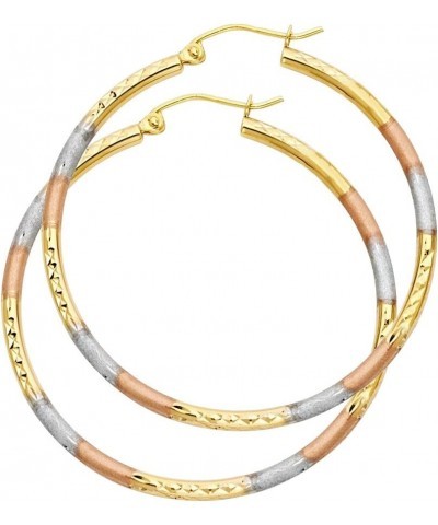 14k Tri Color Gold 2mm Thickness Tube Hoop Earrings (40 x 40 mm) $80.96 Earrings