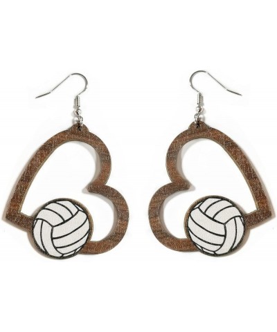 Sports Game Ball Football Basketball Wooden Leopard Print Tassel Drop Earrings for Women Holiday Round Baseball Soccer Volley...