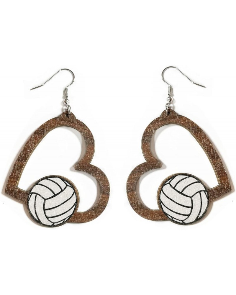 Sports Game Ball Football Basketball Wooden Leopard Print Tassel Drop Earrings for Women Holiday Round Baseball Soccer Volley...