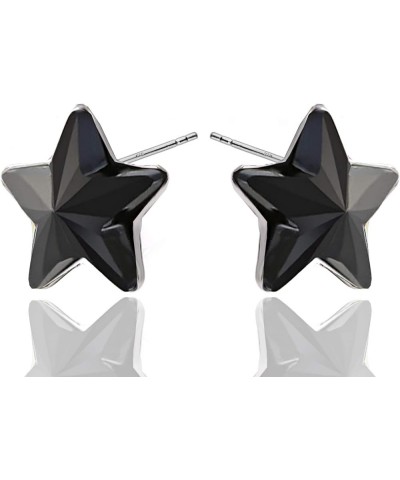 Christmas Star' Stud Earrings Sterling Silver 925 and Crystals Imitations for Women Girls Black $12.88 Earrings