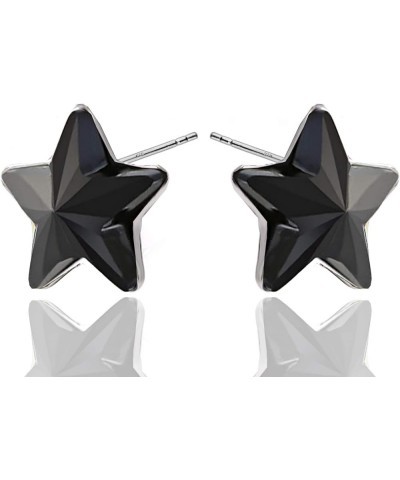 Christmas Star' Stud Earrings Sterling Silver 925 and Crystals Imitations for Women Girls Black $12.88 Earrings