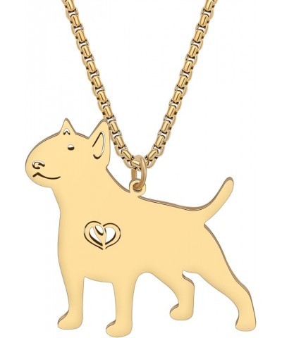 Stainless Steel Cute Dog Pendant Necklace Dainty Plated Silver Gold Necklace for Women Girls Pets Dog Gifts Jewelry Gold Bull...