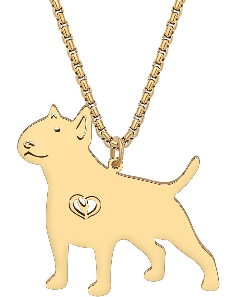 Stainless Steel Cute Dog Pendant Necklace Dainty Plated Silver Gold Necklace for Women Girls Pets Dog Gifts Jewelry Gold Bull...